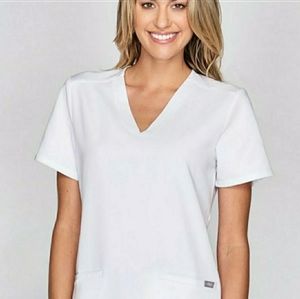 Figs white casma scrub top